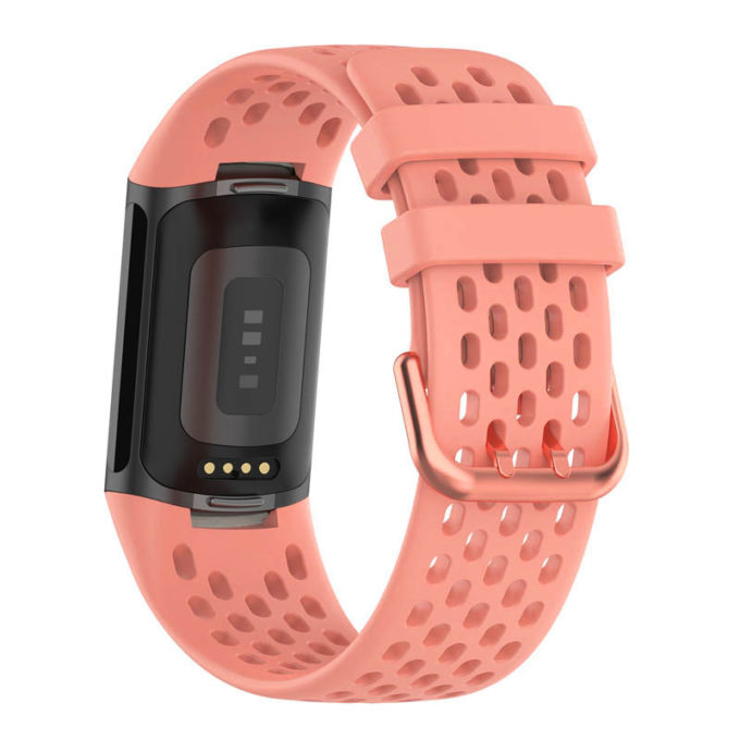 Fb.r71.13 Back Salmon StrapsCo Rubber Sport Band For Fitbit Charge 5 Silicone Strap
