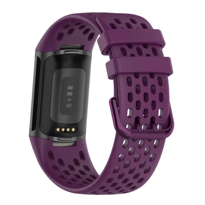Fb.r71.18 Back Dark Purple StrapsCo Rubber Sport Band For Fitbit Charge 5 Silicone Strap