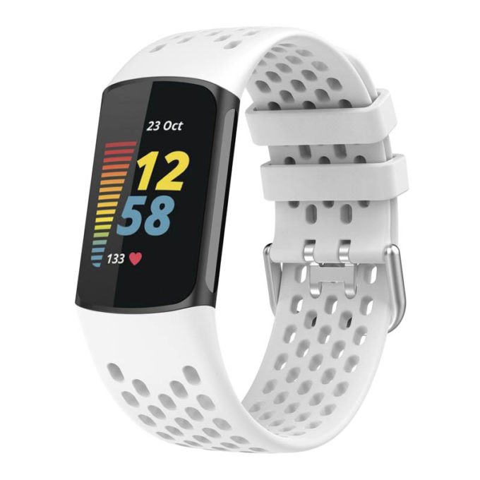 Fb.r71.22 Main White StrapsCo Rubber Sport Band For Fitbit Charge 5 Silicone Strap