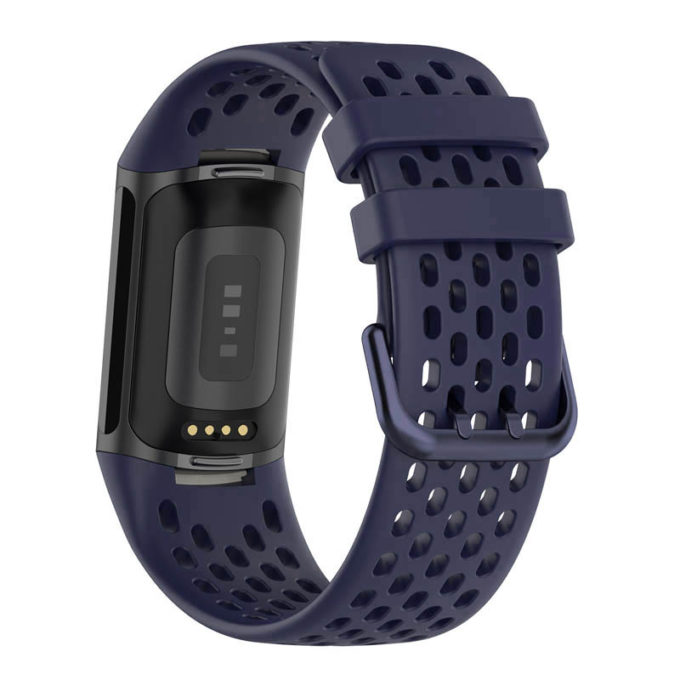 Fb.r71.5a Back Dark Blue StrapsCo Rubber Sport Band For Fitbit Charge 5 Silicone Strap