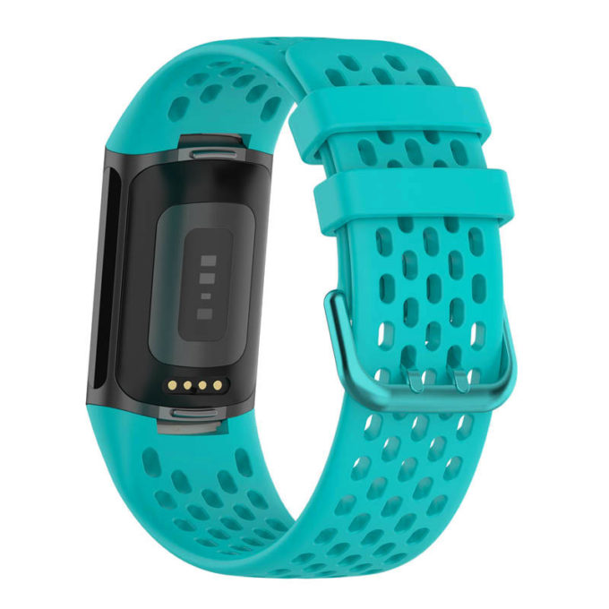 Fb.r71.5b Back Aqua StrapsCo Rubber Sport Band For Fitbit Charge 5 Silicone Strap