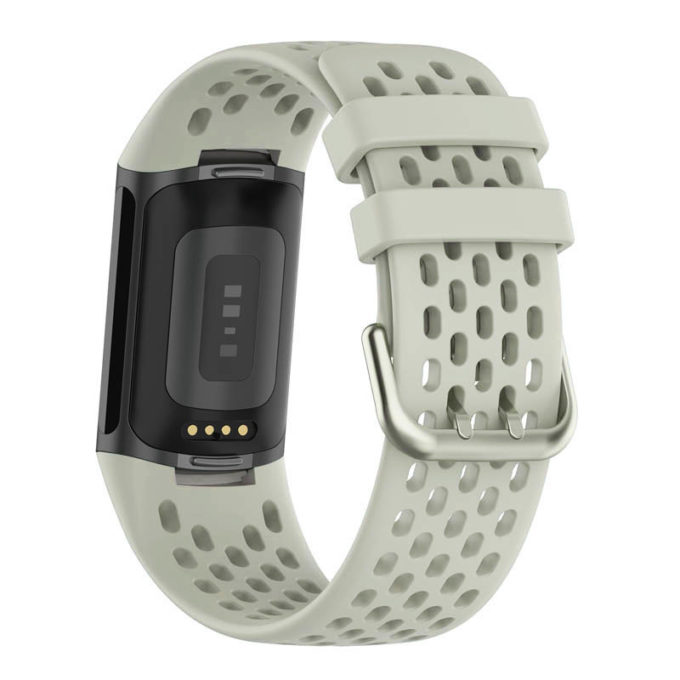 Fb.r71.7 Back Greenish Grey StrapsCo Rubber Sport Band For Fitbit Charge 5 Silicone Strap