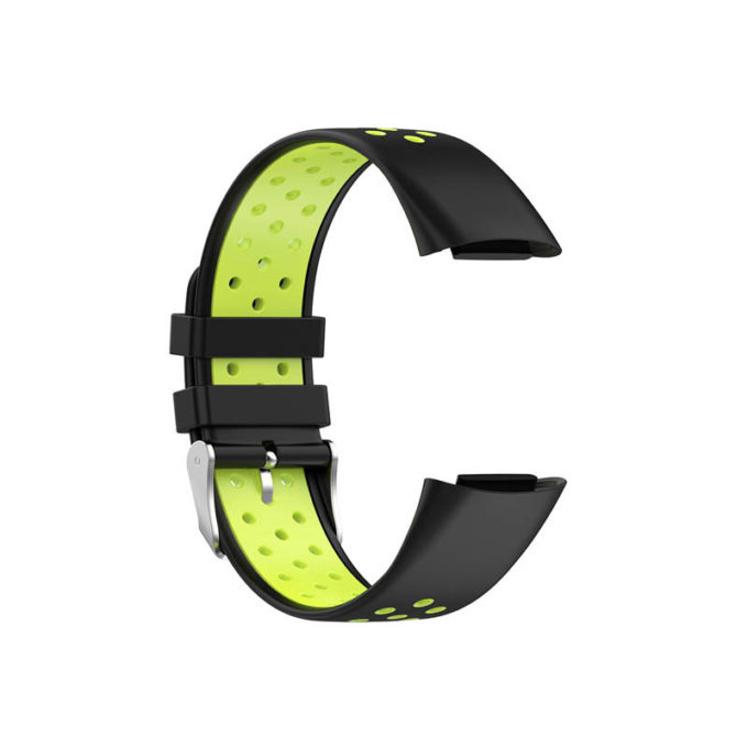 Fb.r75.1.11 Alt Black & Lime StrapsCo Sport Band For Fitbit Charge 5 Silicone Rubber Strap