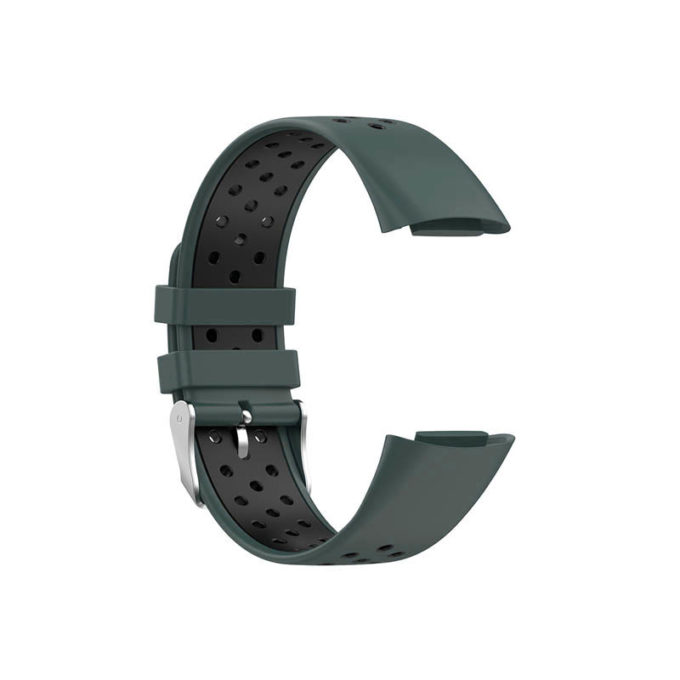 Fb.r75.11.1 Alt Teal & Black StrapsCo Sport Band For Fitbit Charge 5 Silicone Rubber Strap