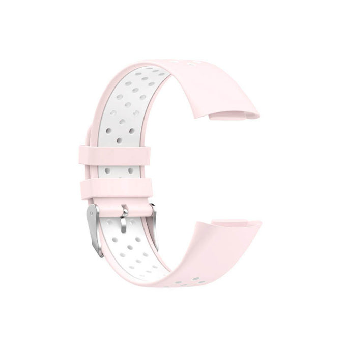 Fb.r75.13.22 Alt Pink & White StrapsCo Sport Band For Fitbit Charge 5 Silicone Rubber Strap