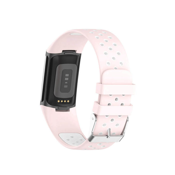 Fb.r75.13.22 Back Pink & White StrapsCo Sport Band For Fitbit Charge 5 Silicone Rubber Strap