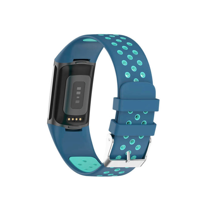 Fb.r75.5.11 Back Blue & Aqua StrapsCo Sport Band For Fitbit Charge 5 Silicone Rubber Strap