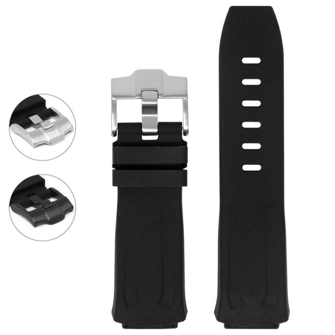 r.ap1 .1.bs Gallery Black with Silver Buckle StrapsCo Silicone Rubber Watch Band Strap for Audemars Piguet Royal Oak Concept