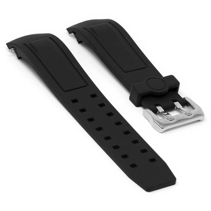 r.bv1 .1 Angle Black StrapsCo Silicone Rubber Watch Band Strap with Curved Ends for Bvlgari Watches