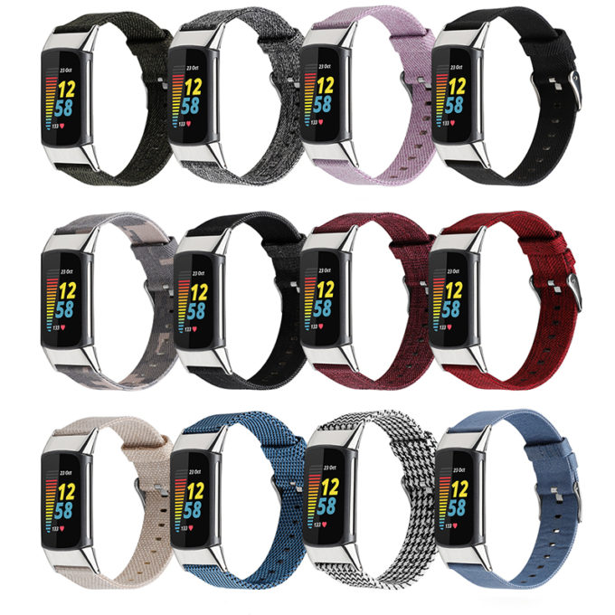 fb.ny48 ALL COLOR strapsco Canvas Band for Fitbit Charge 5