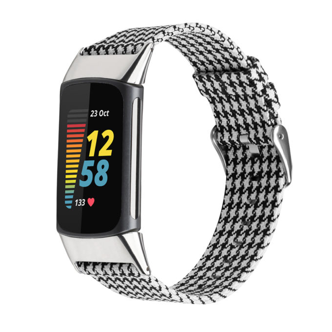 fb.ny48.1.22 Main Houndstooth strapsco Canvas Band for Fitbit Charge 5