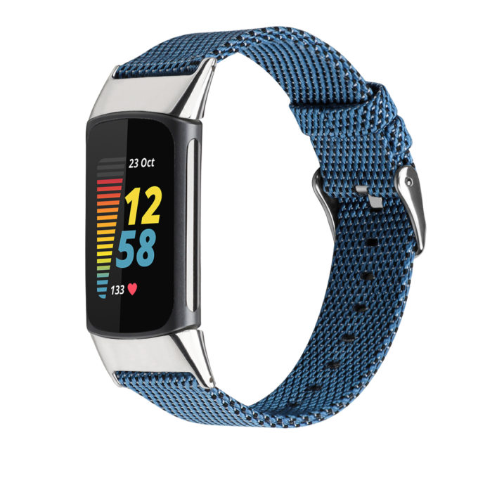 fb.ny48.5 Main Executive Blue strapsco Canvas Band for Fitbit Charge 5