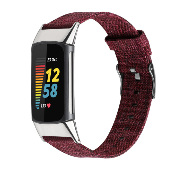 fb.ny48.6a Main Sangria Red strapsco Canvas Band for Fitbit Charge 5