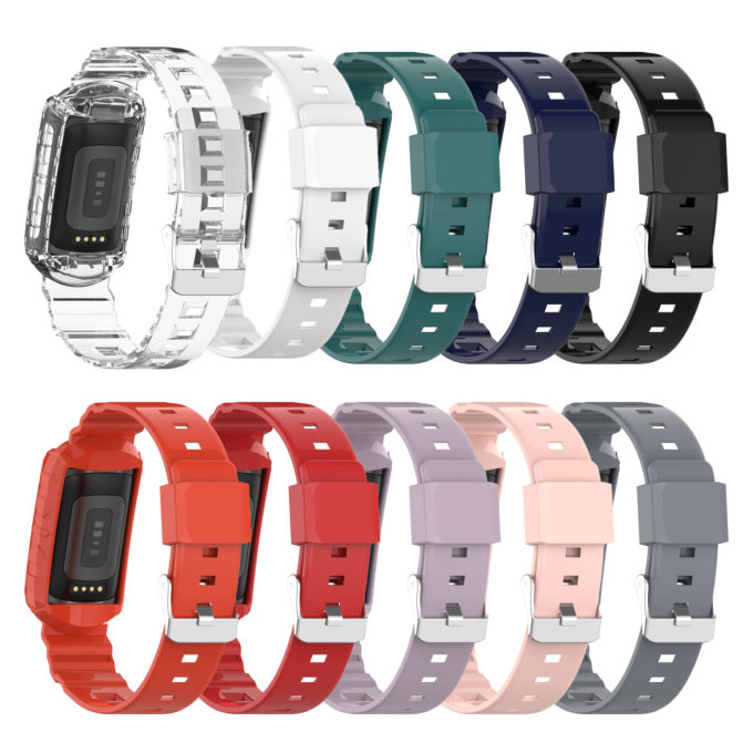 fb.r76 ALL COLOR strapsco Textured Protective Case Strap for Fitbit Charge 5