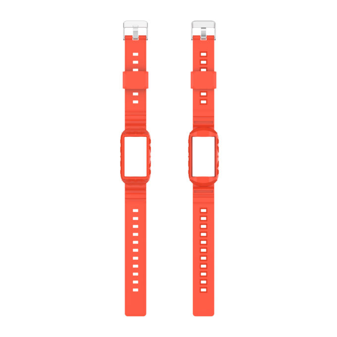 fb.r76.12 Upright Bright Orange strapsco Textured Protective Case Strap for Fitbit Charge 5