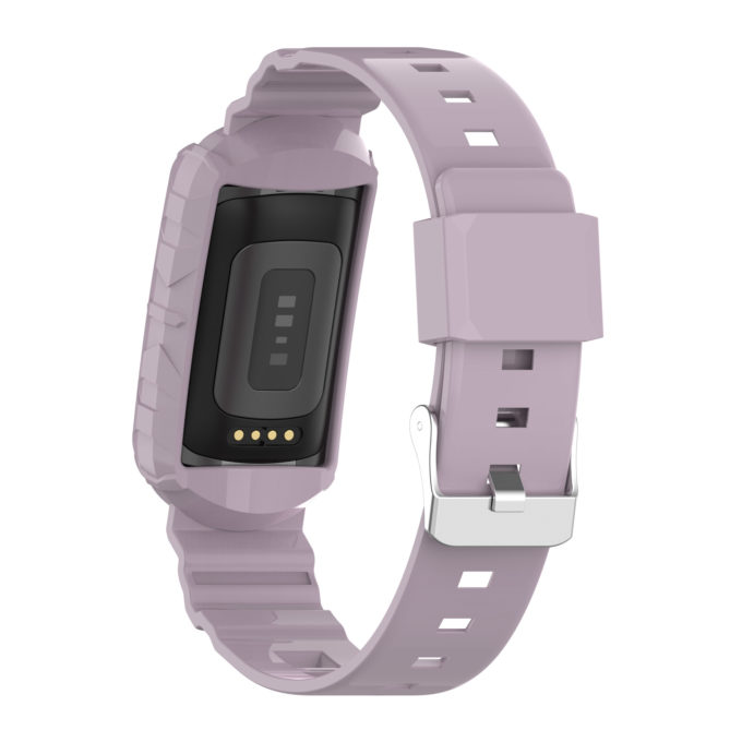 fb.r76.18 Back Mauve strapsco Textured Protective Case Strap for Fitbit Charge 5