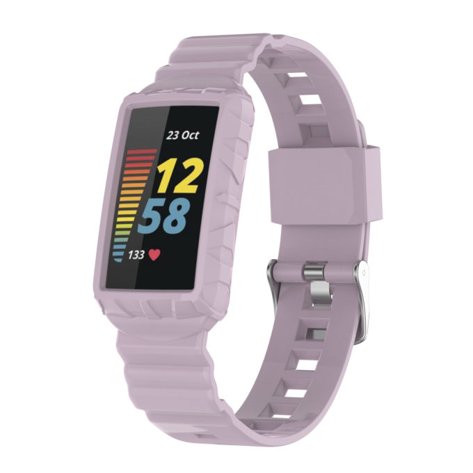 fb.r76.18 Main Mauve strapsco Textured Protective Case Strap for Fitbit Charge 5