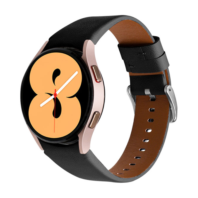 s.l2.1 Main Smooth Leather Strap for Samsung Galaxy Watch 4 Black StrapsCo Genuine Leather Watch Band