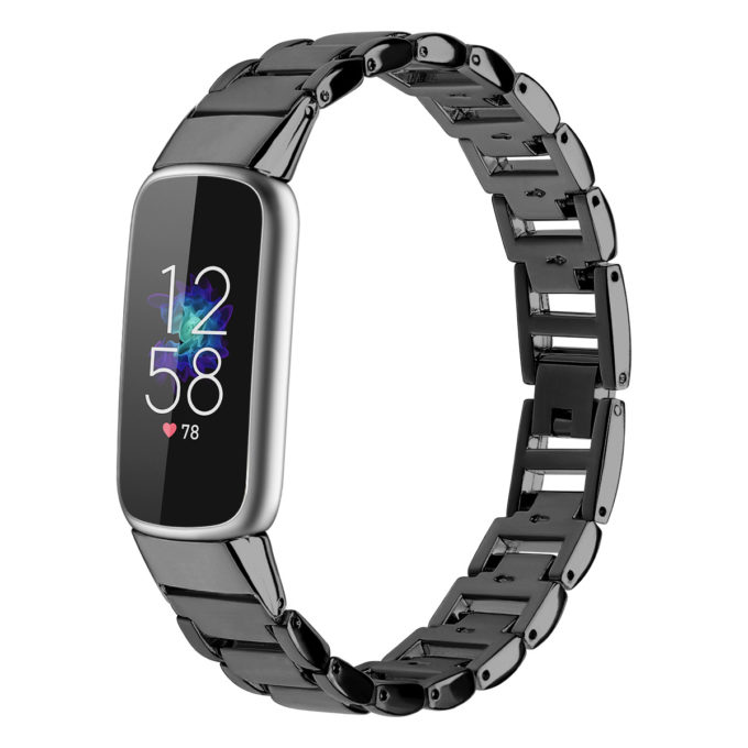 fb.m158.mb Main Black StrapsCo Slim Stainless Steel Band for Fitbit Luxe Metal Watch Strap