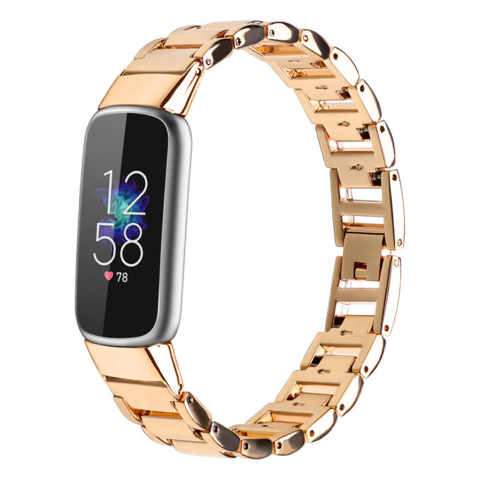 fb.m158.rg Main Rose Gold StrapsCo Slim Stainless Steel Band for Fitbit Luxe Metal Watch Strap