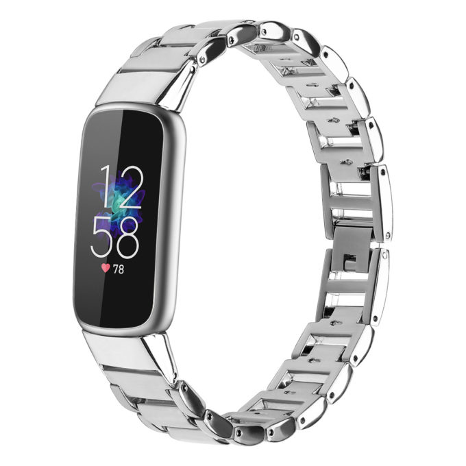 fb.m158.ss Main Silver StrapsCo Slim Stainless Steel Band for Fitbit Luxe Metal Watch Strap