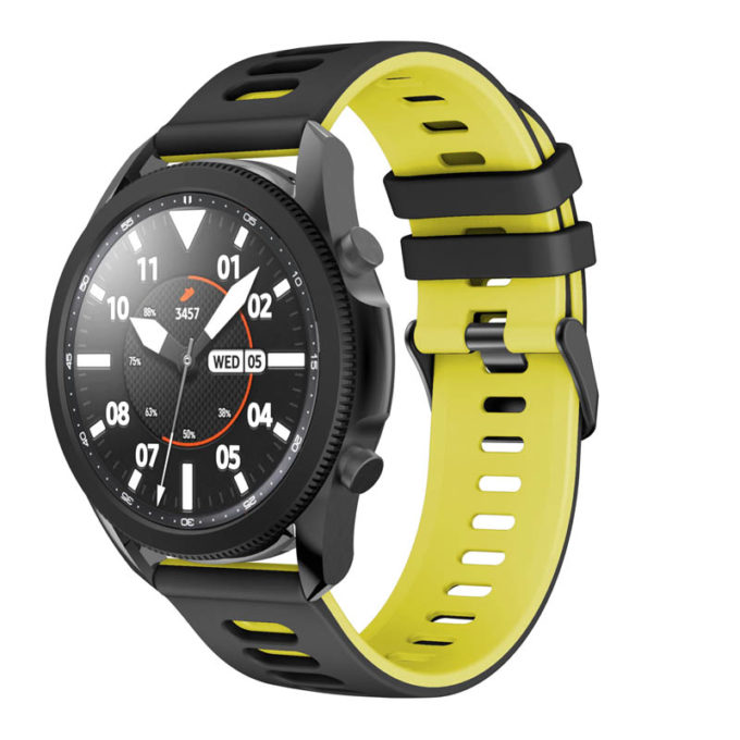 g.r58.1.10.22 Main Black Yellow StrapsCo Silicone Band for Garmin Vivoactive 4 Rubber Watch Strap