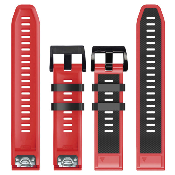 g.r76.1.6 Red Black Upright StrapsCo Perorated Rubber Sport Strap for Fenix 6X 6