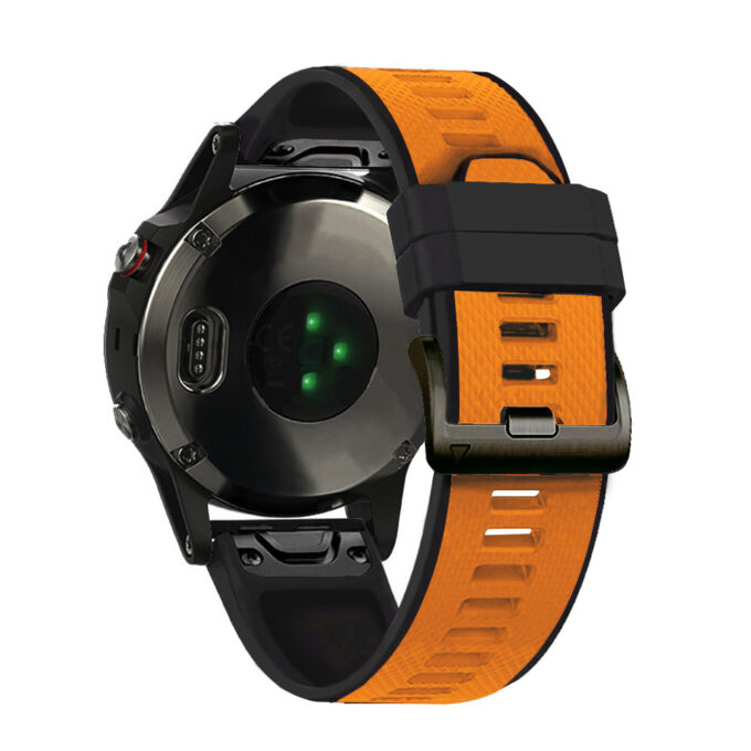 G.r76.12.1 Black & Orange Main StrapsCo Perorated Rubber Sport Strap For Fenix 6X 6