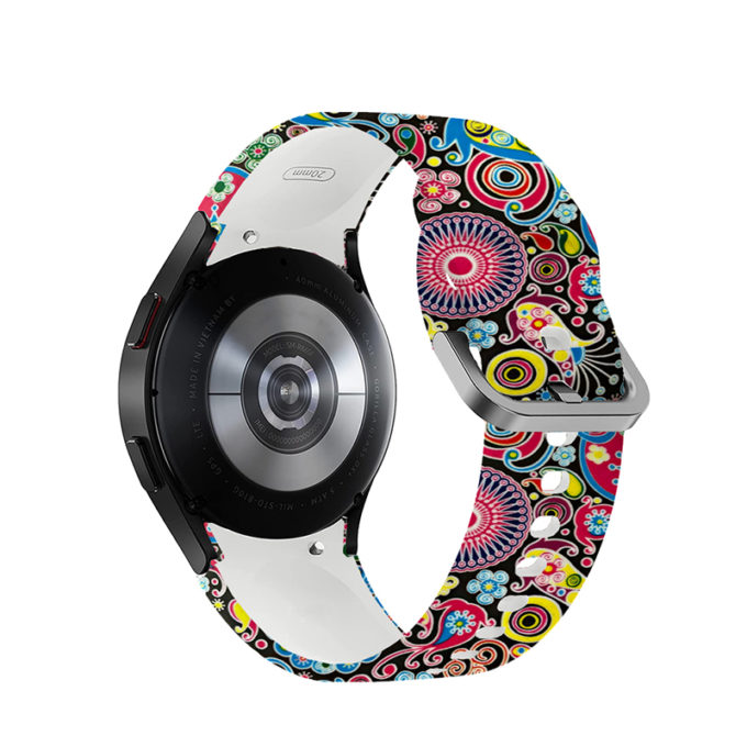 s.r30.a Back Floral Swirls StrapsCo Patterned Silicone Strap for Samsung Galaxy Watch 4 Rubber Watch Band