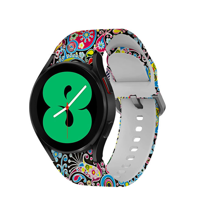 s.r30.a Main Floral Swirls StrapsCo Patterned Silicone Strap for Samsung Galaxy Watch 4 Rubber Watch Band