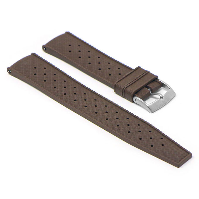 fk6.2 Angle Brown DASSARI Classic Tropical Style FKM Rubber Watch Band Strap 20mm 22mm