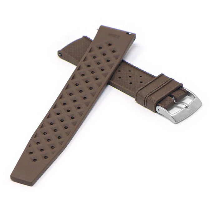 fk6.2 Cross Brown DASSARI Classic Tropical Style FKM Rubber Watch Band Strap 20mm 22mm