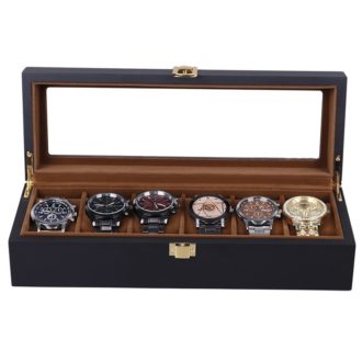 wb47 Front Black StrapsCo Heritage Watch Box for 6 Watches Watch Storage