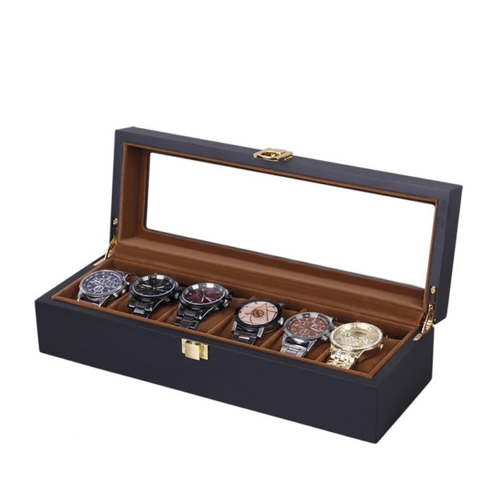 wb47 Open Box Black StrapsCo Heritage Watch Box for 6 Watches Watch Storage
