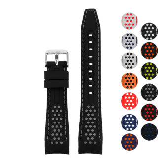 pu6.1.7 Gallery Rubber Sport Strap in Black and Grey 20mm 22mm 24mm