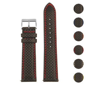 st27.1.6 Gallery Black & Red Padded Carbon Fiber Watch Band Strap