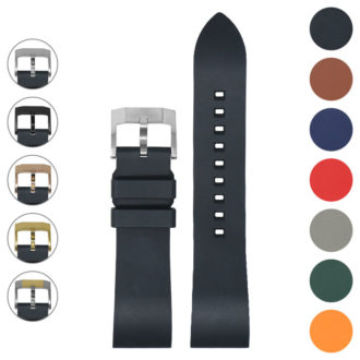fk2.1.bs Gallery Black DASSARI Smooth FKM Rubber Quick Release Watch Strap with Brushed Silver Buckle