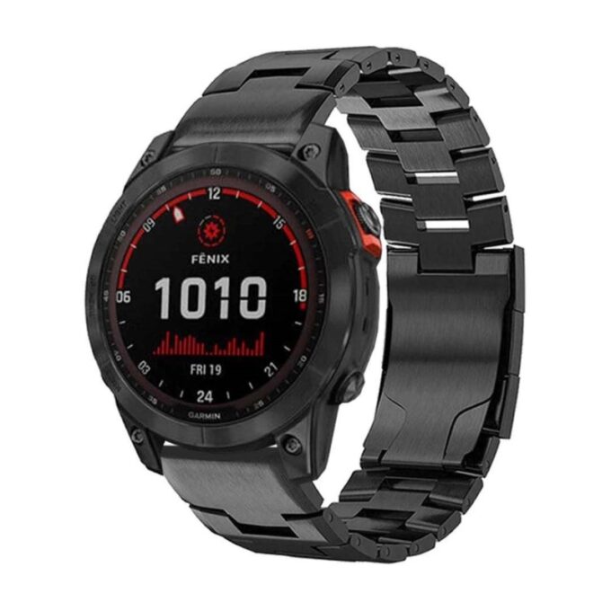 g.m14.mb Main Black StrapsCo Vented Titanium Bracelet for Garmin Quickfit 22 Quickfit26