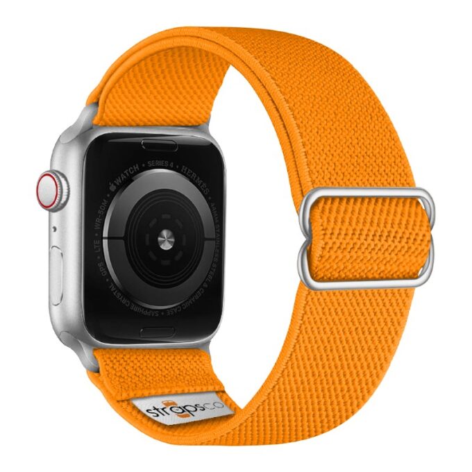 ny100.12.ss Back Orange StrapsCo Nylon Stretch Watch Band Strap For Apple Watch 38mm 40mm 41mm 42mm 44mm 45mm 49mm
