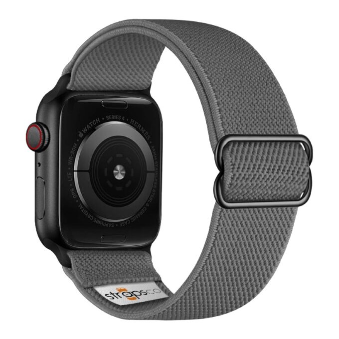 ny100.7.mb Back Grey StrapsCo Nylon Stretch Watch Band Strap For Apple Watch 38mm 40mm 41mm 42mm 44mm 45mm 49mm