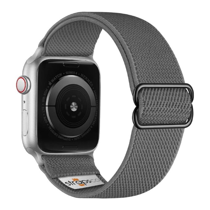 ny100.7.ss Back Grey StrapsCo Nylon Stretch Watch Band Strap For Apple Watch 38mm 40mm 41mm 42mm 44mm 45mm 49mm
