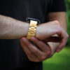 g.m11 Creative Oyster Style Bracelet For Garmin Fenix 6 Yellow Gold